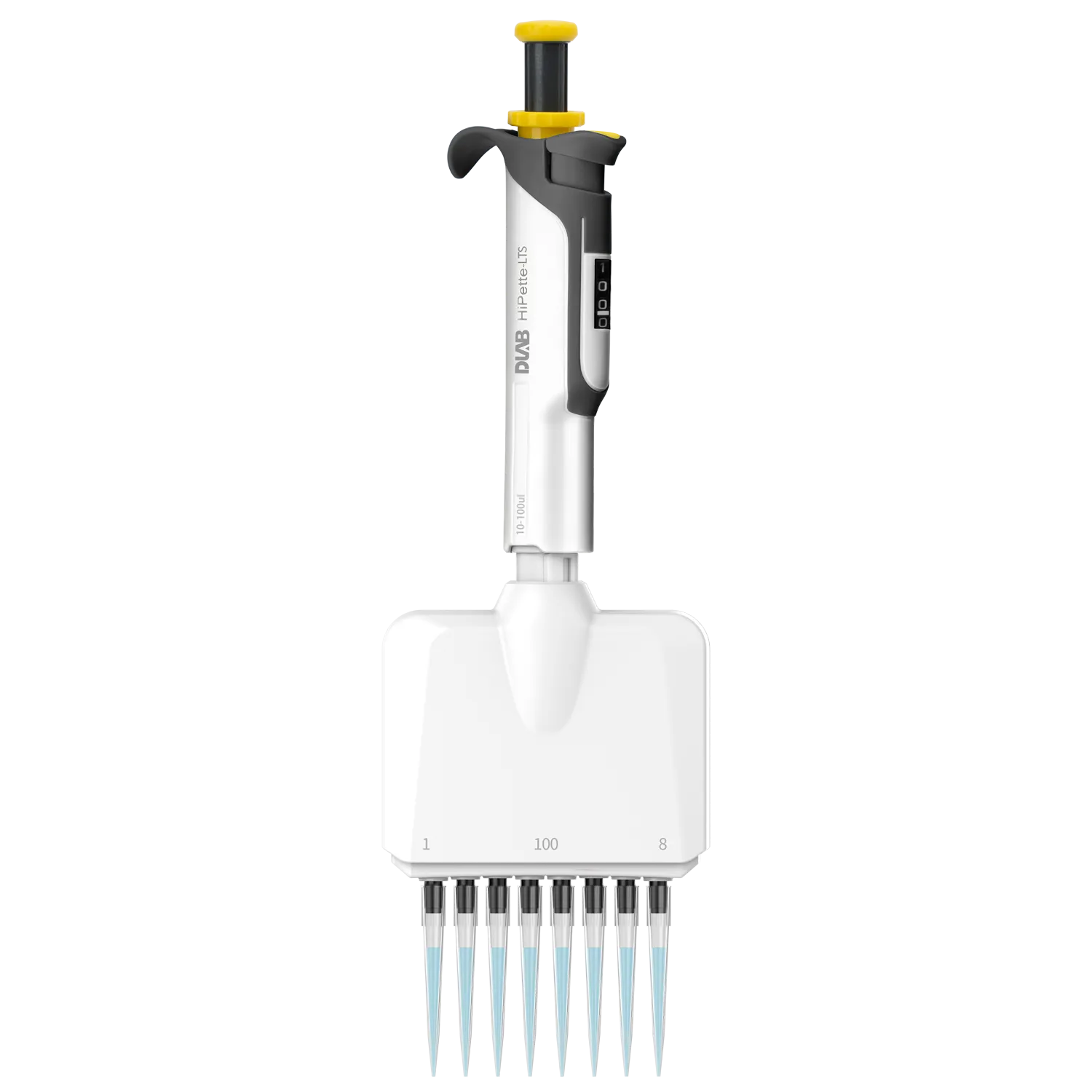 DLAB HiPette-LTS Light feel manual 8-Channel adjustable color pipette